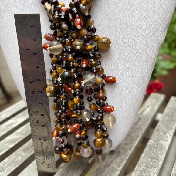 Tiger Eye and natural stone necklace - Picture 6 of 8